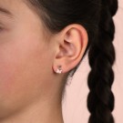 Øreheng i sølv - Små rosa sommerfugler thumbnail