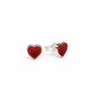 Pia & Per Ørestikk i sølv - Små røde hjerter thumbnail