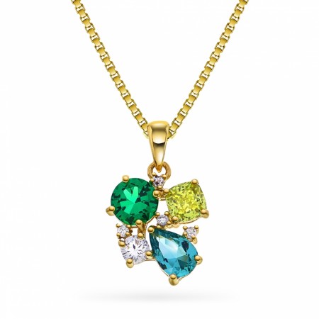 GLAM smykke med grønne toner, Forgylt