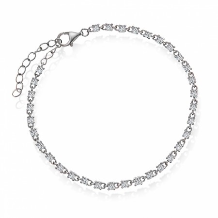 Zela armbånd med hvit zirkonia, Rhodinert 