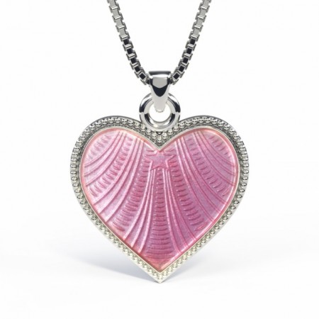 Halskjede med rosa hjerte i sølv