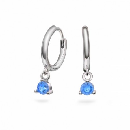 Rhodinerte kreoler med lyseblå zirkonia -heng