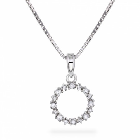 Smykke i sølv med zirkonia sirkel