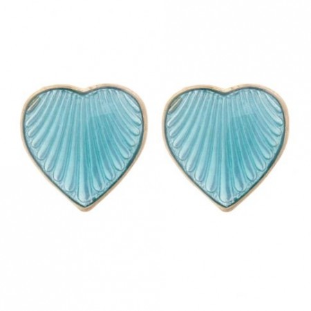 Nora Norway Enamel Heart stud ear, turkis/gull