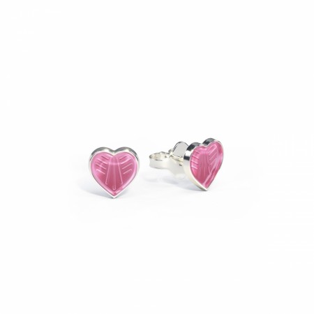 Pia & Per Ørestikk i sølv - Små rosa hjerter