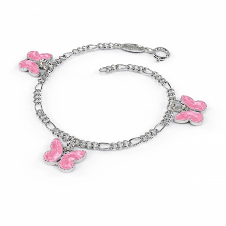 Charms-armbånd i sølv - Rosa sommerfugler