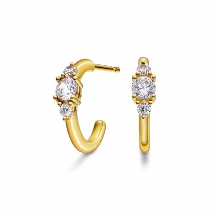 Rio Radiance øredobber i sølv med hvite zirkoner, Forgylt