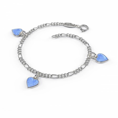 Pia & Per Charms- armbånd, Lysblå hjerter
