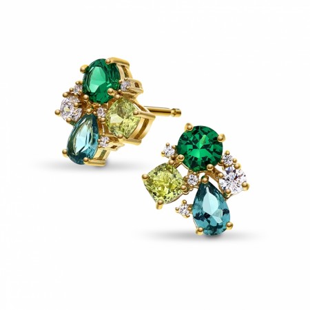 GLAM øredobber med grønne toner, Forgylt 