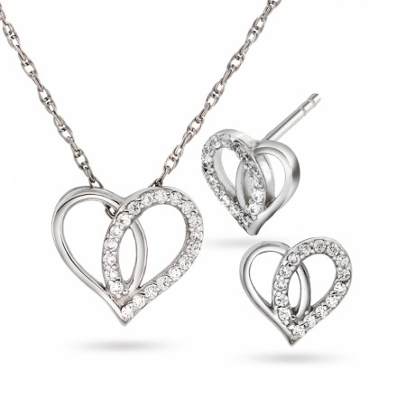 Smykkesett i sølv med zirkonia Rhodinert
