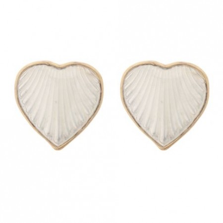 Nora Norway Enamel Heart stud ear, hvit/gull